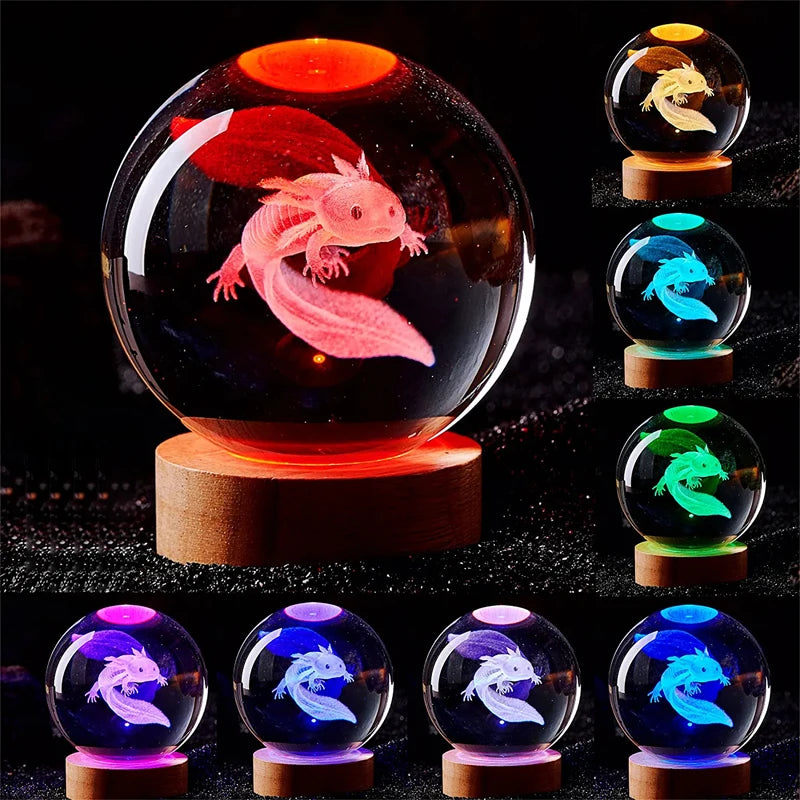 3D Axolotl Colored Night Light