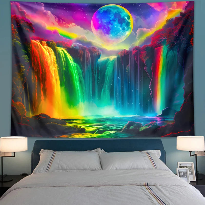 1PC Colorful UV Waterfall Tapestry